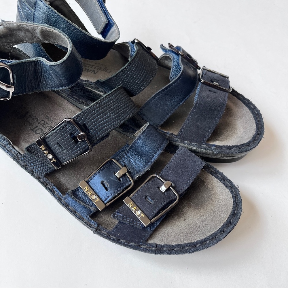 Naot Gladiator Navy Blue Leather Strappy Sandal Size EUR 36 US 5